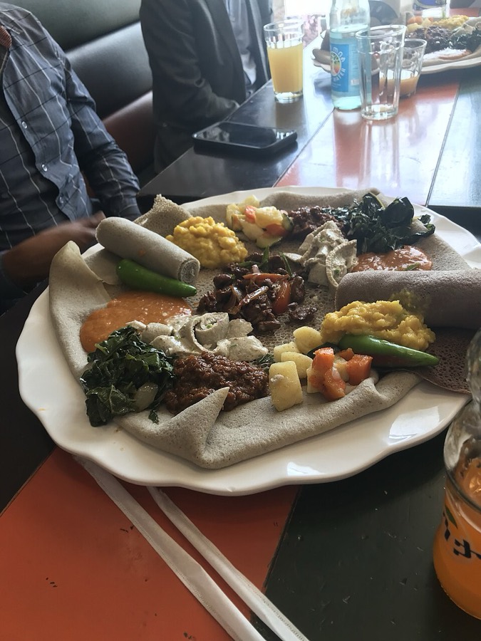 Ethiopian fasting platter on injera