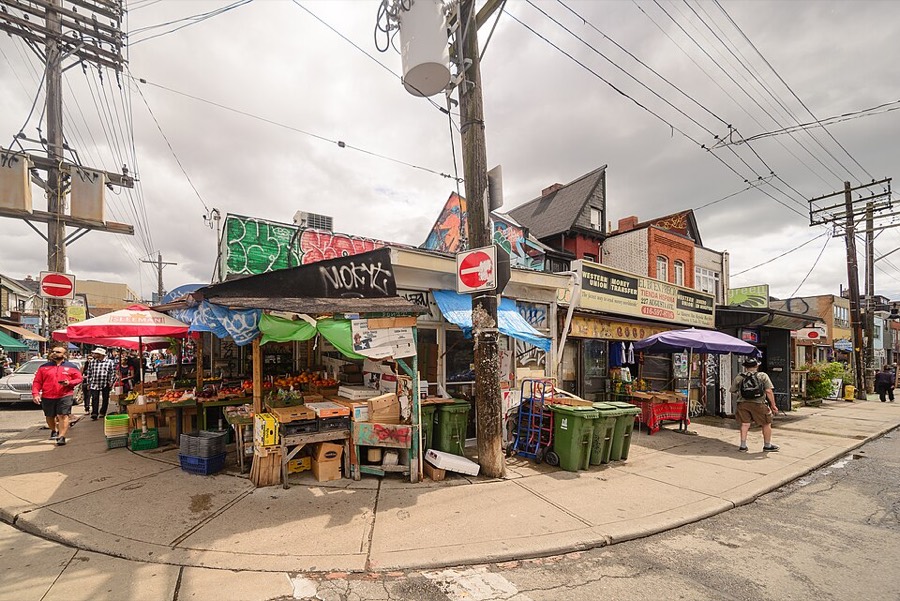 Kensington Market street with produce stalls